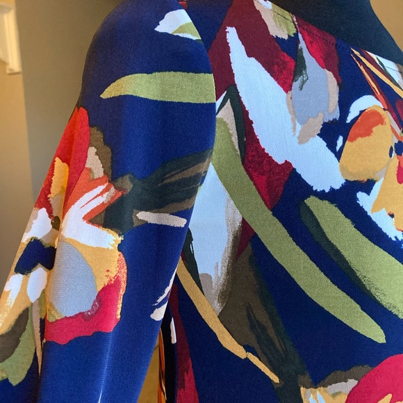 MSK floral, 3/4 sleeve A line dress, size petite small - Picture 3 of 12